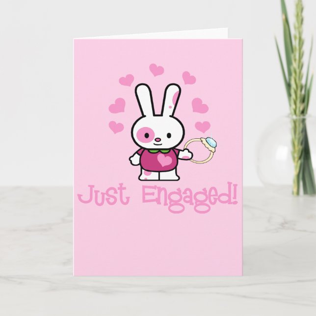 Just Engaged Cute Bunny w/Ring! Announcement (Front)