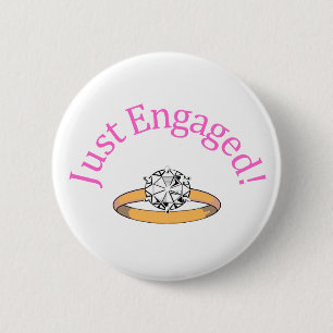 Just Engaged (Diamond) 6 Cm Round Badge
