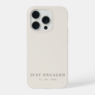 Just Engaged Minimalist Typography Soft Beige iPhone 15 Pro Case