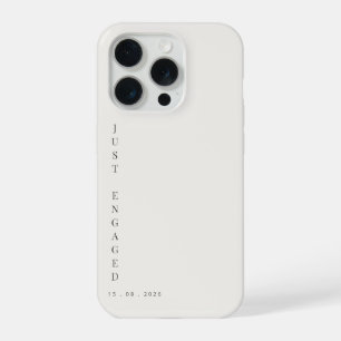 Just Engaged Minimalist Typography Warm White iPhone 15 Pro Case