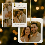 Just Engaged Photo Engagement Collage Christmas Ceramic Ornament<br><div class="desc">Celebrate the thrill of saying “yes” with this joyful ceramic ornament,  featuring your engagement photo collage and festive holiday style. A perfect way to remember the magic of your first Christmas engaged.</div>