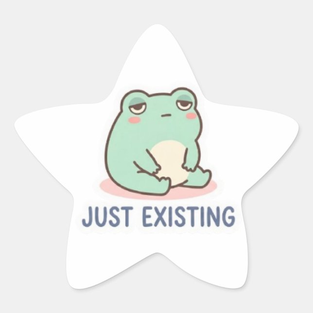 Just Existing Frog Sticker Cute Neutral Frog Minim (Front)