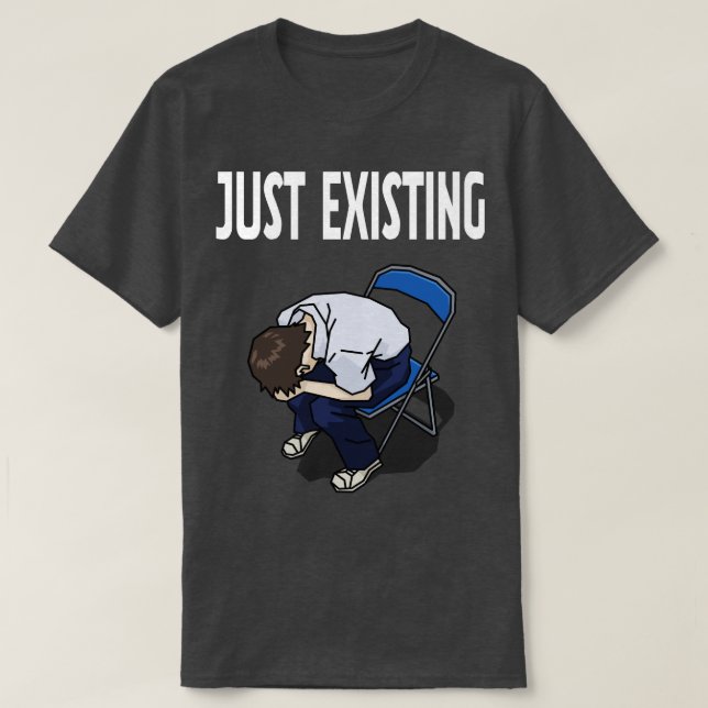 Just Existing Mood Black T-Shirt (Design Front)