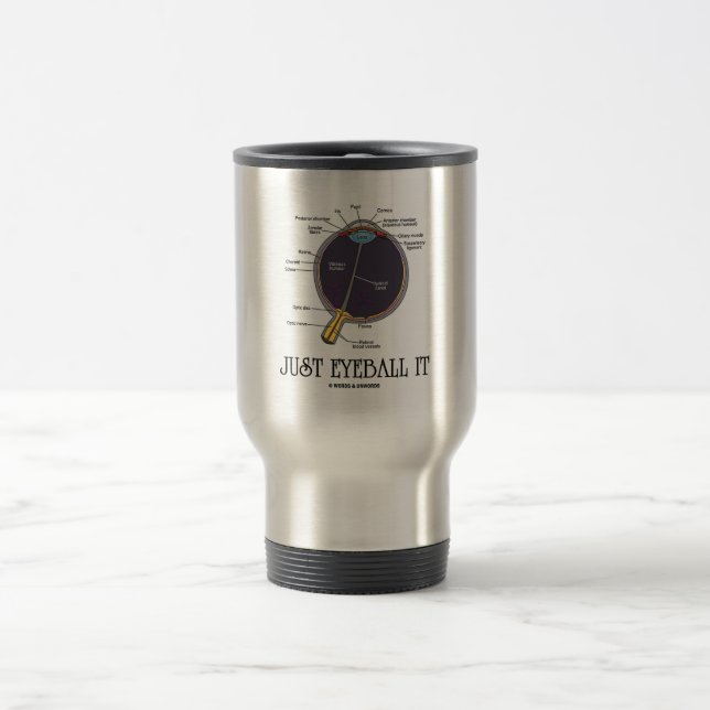 Just Eyeball It (Eye Anatomy Approximation Saying) Travel Mug (Center)