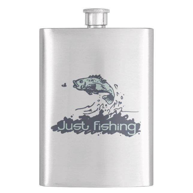 Just fishing jumping fish graphic drinks bottle hip flask (Front)