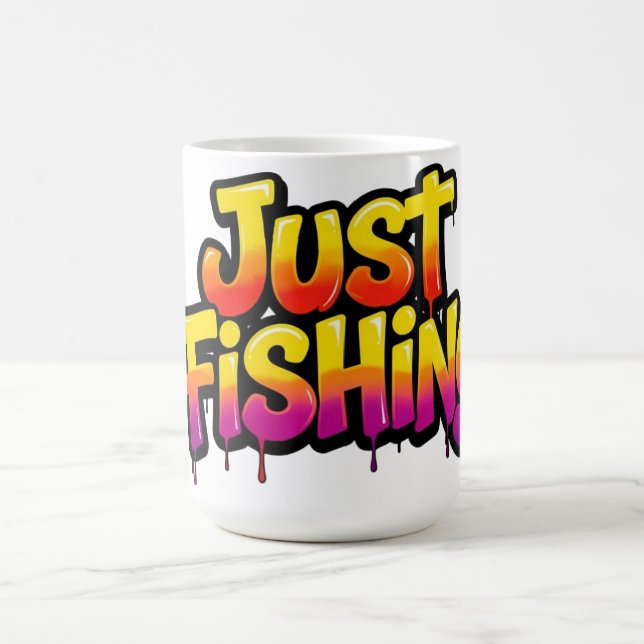 Just Fishing Rainbow Dripping Funny Gift for Fishe Coffee Mug (Center)