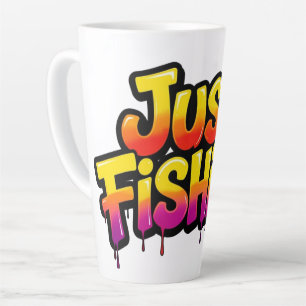 Just Fishing Rainbow Dripping Funny Gift for Fishe Latte Mug