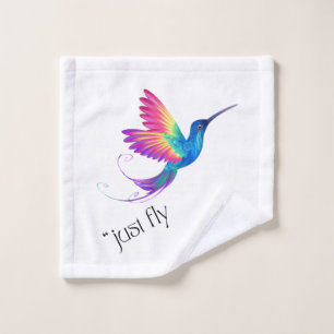 Just Fly - Vibrant Rainbow Hummingbird Art for Fre Bath Towel Set