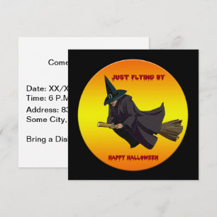 Just Flying By Witch Halloween Party Square Invitation