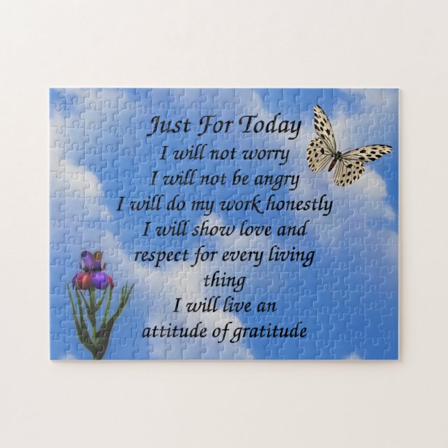 Just For Today Butterfly Flower Inspirational  Jigsaw Puzzle (Horizontal)