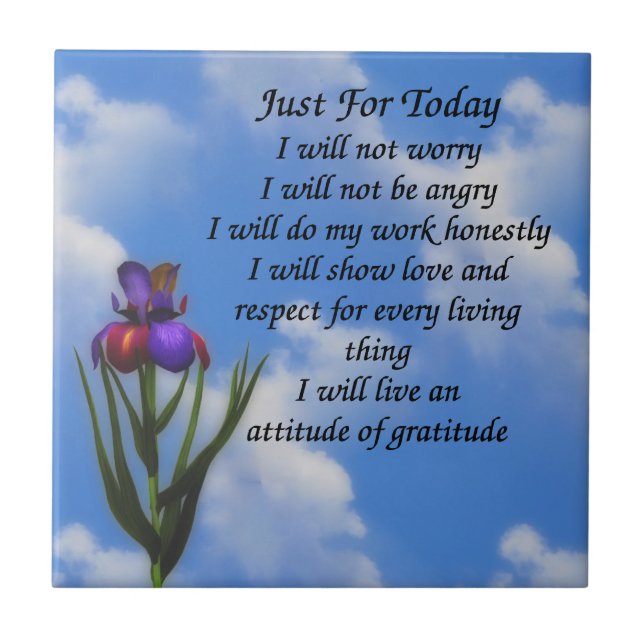Just For Today Inspirational Prayer Ceramic Tile (Front)