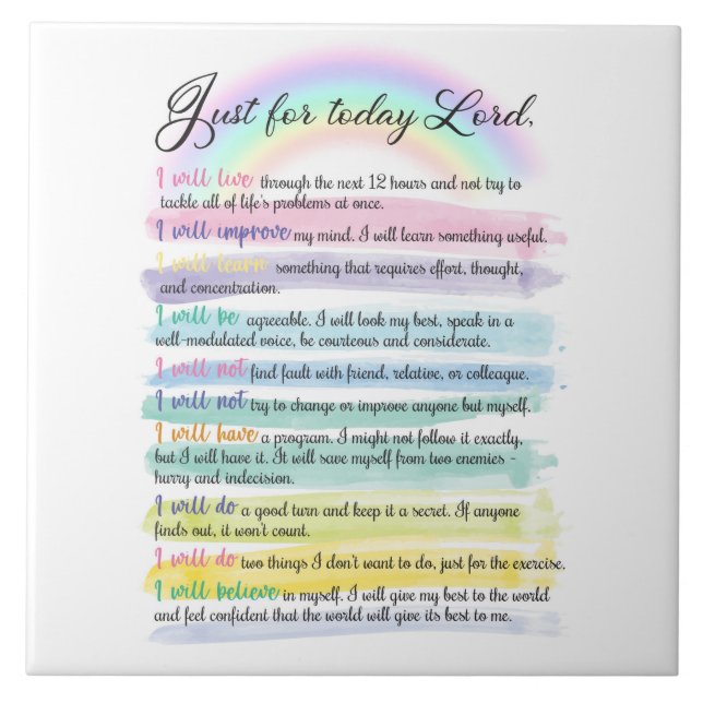 Just for today, Lord  Ceramic Tile (Front)