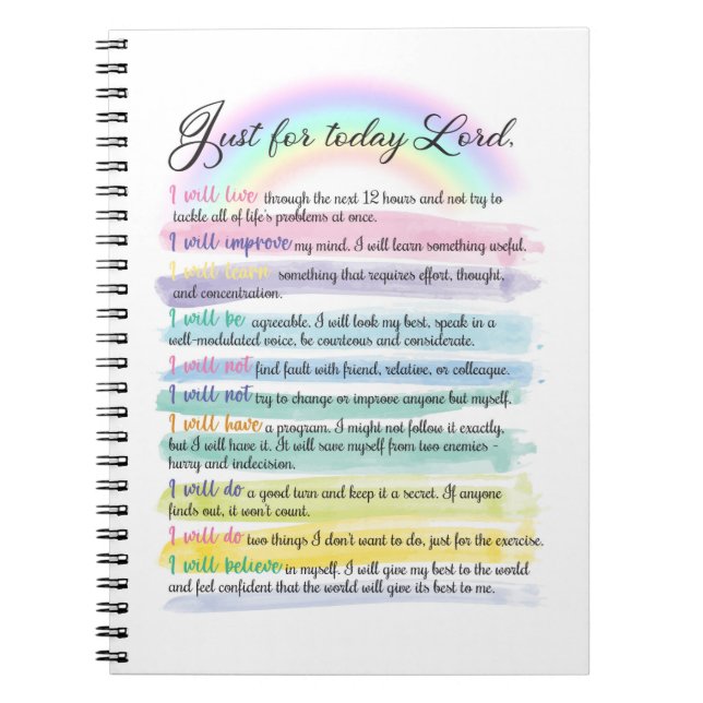 Just for today, Lord  Notebook (Front)