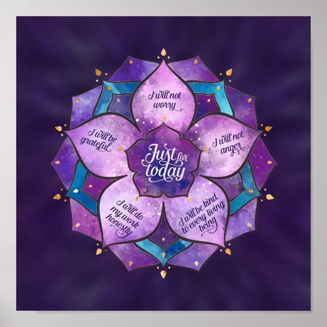 Just for Today Reiki Principles Precepts Poster (Front)