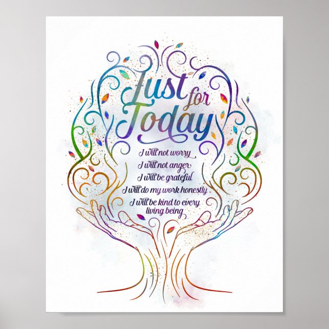 Just for Today Reiki Principles Precepts Poster (Front)