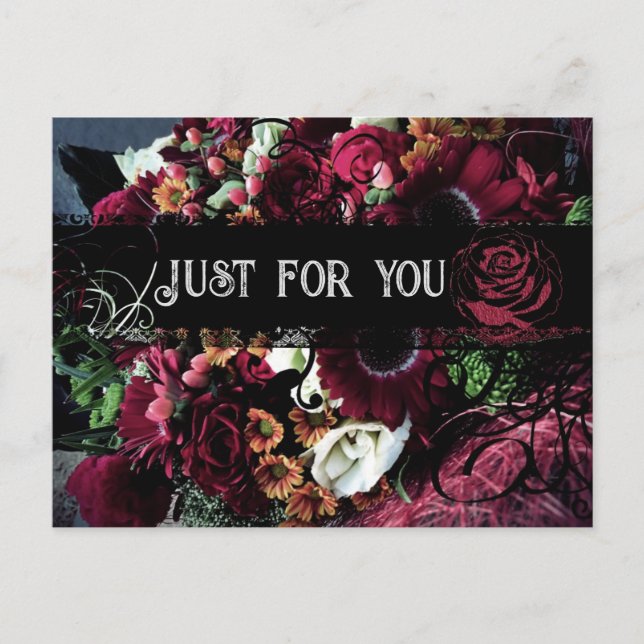 Just For You Dramatic Flowers Card (Front)