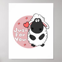 Just for you Kawaii funny sheep holds a heart 