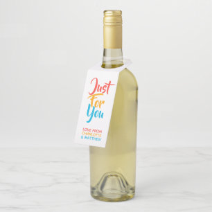 Just For You Personalised Rainbow Typography Bottle Tag