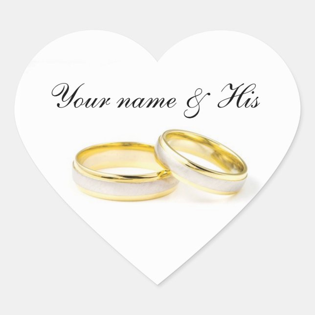 Just For You Two Rings Wedding Heart Sticker (Front)
