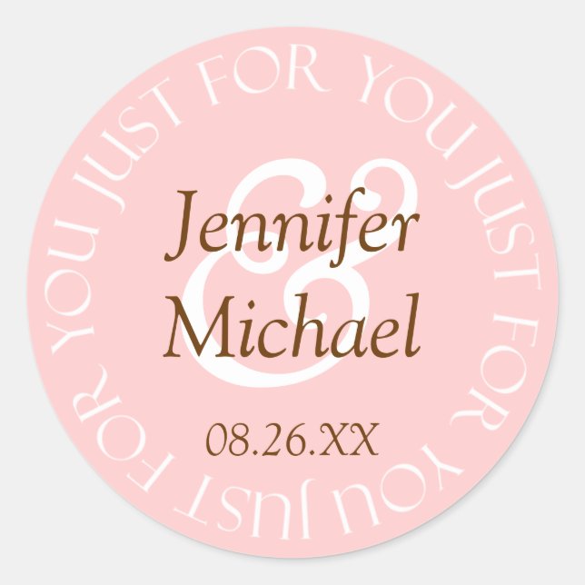 Just For You Wedding Favour Labels (Front)