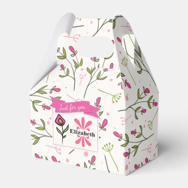 Just for you Wildflower with Pink Orange Petals Favour Box (Front Side)