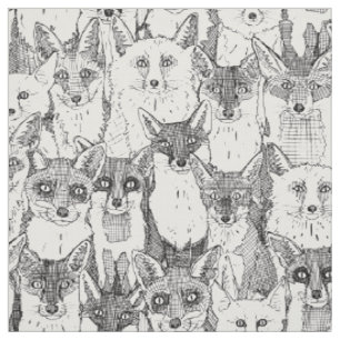 just foxes black soft white fabric