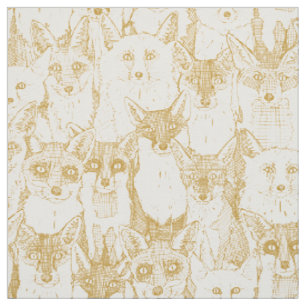 just foxes mustard soft white fabric