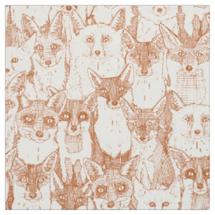 just foxes rust soft white fabric