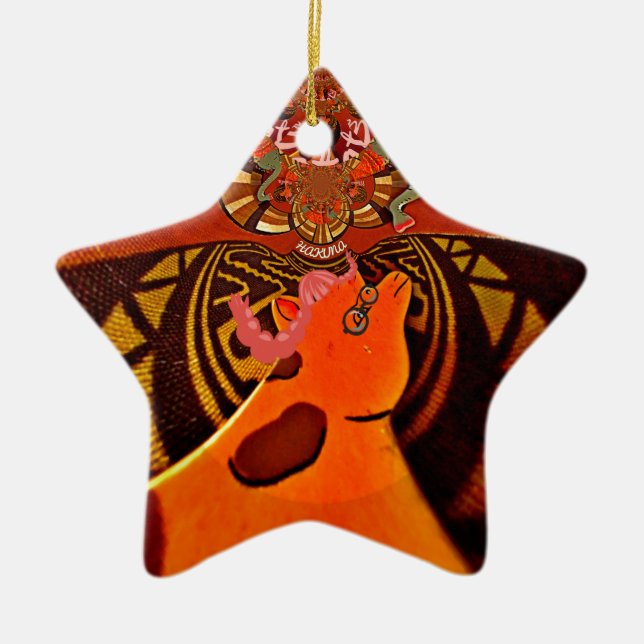 Just Funny Giraffe image design Ceramic Tree Decoration (Front)