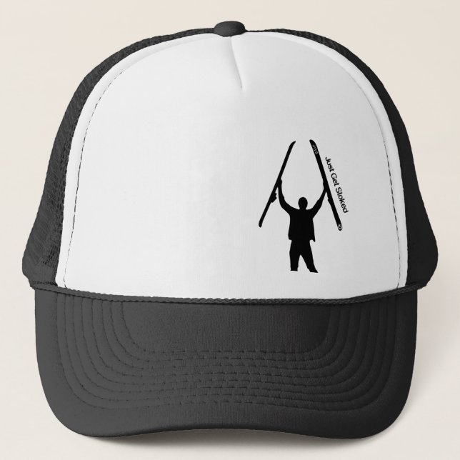 Just Get Stoked [ski] Trucker Hat (Front)