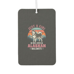 Just Girl Alaskan Malamute Dog Retro Sunset Mounta Car Air Freshener