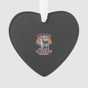 Just Girl Alaskan Malamute Dog Retro Sunset Mounta Ornament