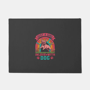Just Girl Inlove Dog French Bulldog Rainbow Paws Doormat