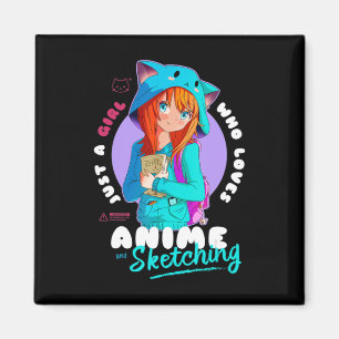 Just Girl Loves Anime Sketching Ramen Manga Otaku Magnet