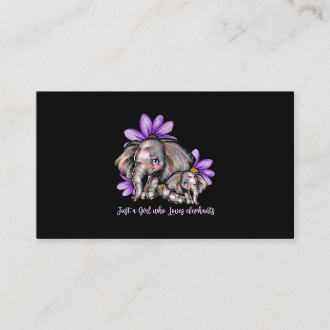 Just Girl Who Love Elephants Flower Animal Recuse  Business Card (Front)