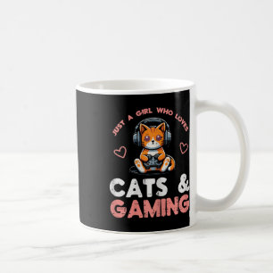 Just Girl Who Loves Cats Gaming Gamer Girls Kids W Coffee Mug