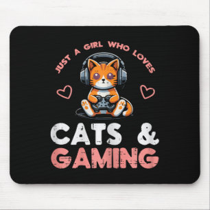 Just Girl Who Loves Cats Gaming Gamer Girls Kids W Mouse Pad
