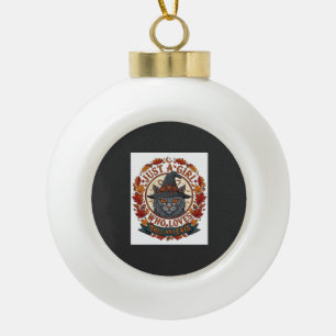 Just Girl Who Loves Cats Halloween Witch Fall Leav Ceramic Ball Christmas Ornament