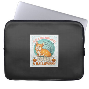 Just Girl Who Loves Corgi Halloween Pumpkins Bats_ Laptop Sleeve