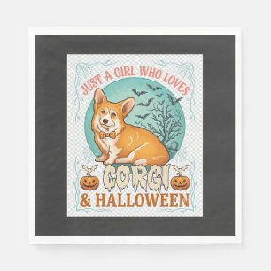 Just Girl Who Loves Corgi Halloween Pumpkins Bats_ Napkin