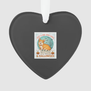Just Girl Who Loves Corgi Halloween Pumpkins Bats_ Ornament