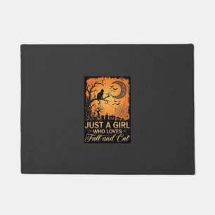 Just Girl Who Loves Fall Cat Halloween Moon_1 Doormat