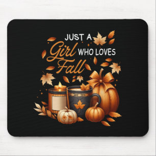 Just Girl Who Loves Fall Pumpkin Cosy Autumn Thank Mouse Pad