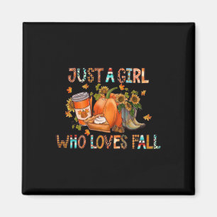 Just Girl Who Loves Fall Watercolor Autumn Season Magnet