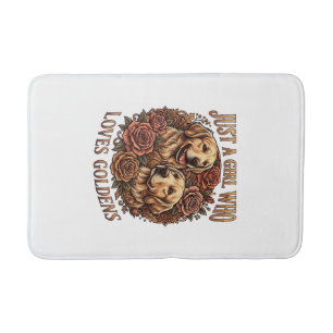 Just Girl Who Loves Goldens Dog Roses_1 Bath Mat