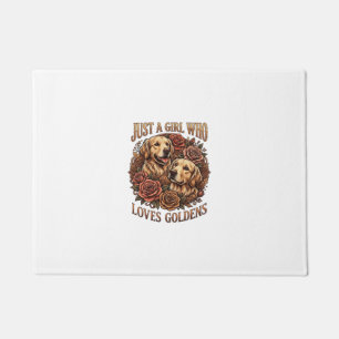 Just Girl Who Loves Goldens Dog Roses_1 Doormat