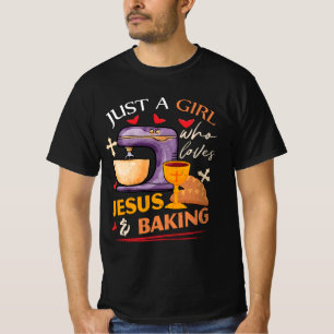 Just Girl Who Loves Jesus And Baking Christian Rel T-Shirt