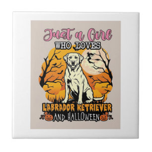 Just Girl Who Loves Labrador Retriever Halloween W Ceramic Tile