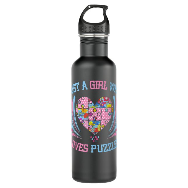 Just Girl Who Loves Puzzles Jigsaw Puzzle  710 Ml Water Bottle (Front)
