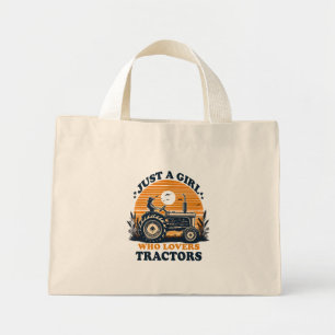Just Girl Who Loves Tractors Tractor Lover Vintage Mini Tote Bag